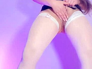 BAR OWNER MIMICS MAID, MASTURBATES IN SHEER PANTIES!