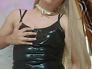 latex transsexual hottie crossdresses lesbian playtime 😏🔥