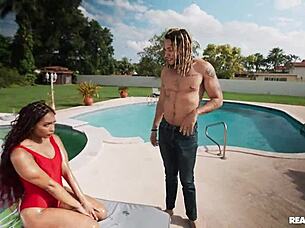 wanna sunbathe by the pool then deepthroat cock reality style?