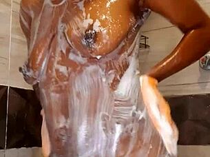 SEXY WHORE STRIPS HORNY WET PUSSY MASTURBATES WITH DILDO TO MAKE YOU CUM