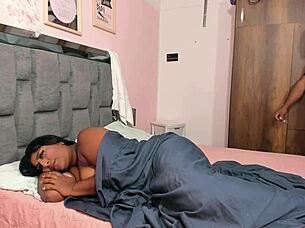 guy sneaks into bed and pumps tight pussy full of hot cum