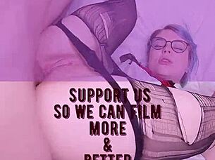 neon haired doll in glasses craves anal creampie lesson?