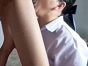 schoolgirl gets her tight pussy creampied uncensored in bedroom