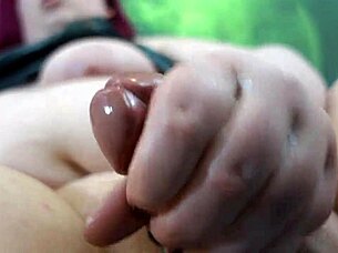 bbw redhead shemale strokes huge cock closeup pov with multiple cumshots!