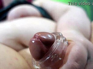 bbw redhead shemale strokes huge cock closeup pov with multiple cumshots!