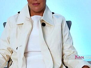 mature woman dominates officers in tense interrogation room