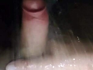 Muscular guy showers to explosive solo orgasm