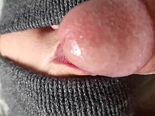 closeup blowjob with wet kisses and deep sucking action