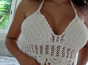 lady ana's shaved pussy gapes wide from double fisting piss orgasm