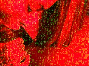 Tattooed babe pounded hard in red room.