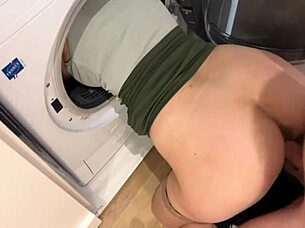 Stuck milf seduced into wild machine pounding.