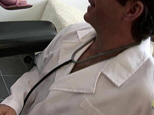 Blonde Milf's Big Tits and Stockings Seduce Doctor into Wild Doggy!