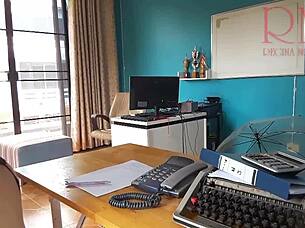 Office Boss Dominates Secretary with Blowjob on Phone