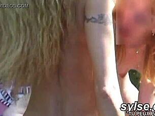 two moms caught in outdoor lesbian play