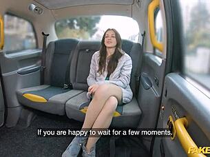 Fake taxi babe begs pussy fuck after cab drop-off tease
