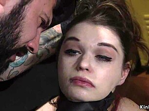 busty slave screams in rough anal bondage pain