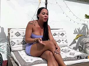 kim's beggin for my old cock on this hot rooftop fuck