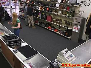 broke hottie bangs pawnbroker for cash hidden cam 😈💰