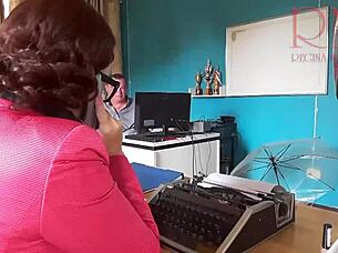 Office Boss Dominates Secretary with Blowjob on Phone