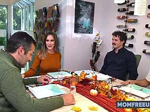 Step Moms Take All Holes in Thanksgiving Gangbang Fury