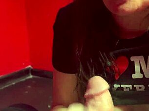 wifey deepthroats cock right in the public sex shop open