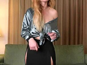 Hazel Ash Tries On Shiny Yoga Pants Leggings Shirt High Heel Boots For Sexy Photoshoot