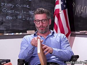 horny student sucks teacher's cock deep in classroom beaver lick fest