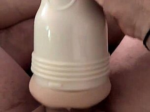 playing with my new fleshlight, caught jerking my huge cock watching porn