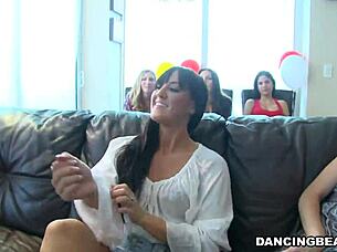 Girlfriend's juicy ass lineup steals the house party spotlight.