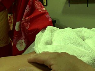 Asian Mommy's Seductive Massage Turns Into Blowjob Fuck