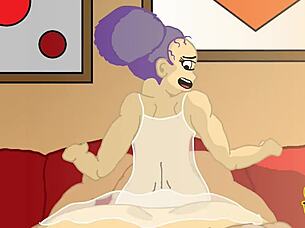 cute babe rides cock on sofa to orgasm