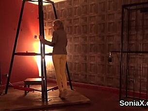 Cheating british milf sonia shows off her huge hooters in lingerie