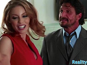 Busty Milf SHARES HUGE COCK With Round Ass Teen In STOCKINGS Threesome