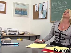 Blonde prof gets wild interracial pounding chat