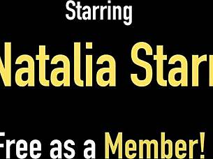 Natalia starr kneels eagerly for mouthful of cum