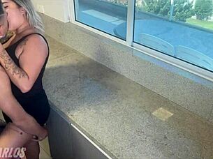 kitchen fuck ends with hot cumshot in her mouth 🔥💦