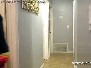 sarah lace fucks dildo hard while stepdad spies under bed