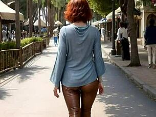 Milf Wife Corset Leather Teases Intense Outdoor Public Fuck