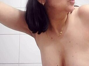 bbw latina milf wife teases huge natural tits solo first time