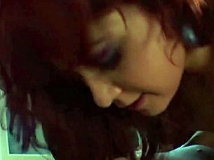 mega horny slut kisses big cock through window in lingerie