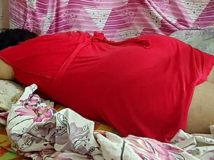 desi wife relaxes with full body massage session