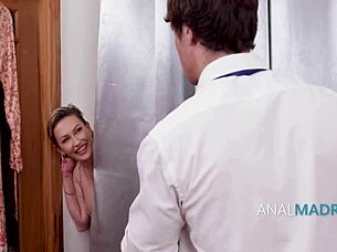 milf in dressing room gets anal after panty slip