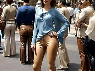 Milf Wife Corset Leather Teases Intense Outdoor Public Fuck