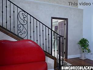 Naughty ebony spies huge black cock shower cleaning tease?