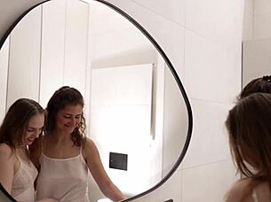 morning shower lesbian kissing fingering orgasm