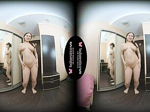 doesn't this solo brunette teen's shaved pussy look so tempting in vr?