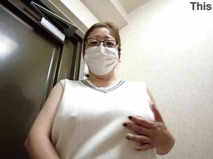 asian milf bride masturbates at entrance