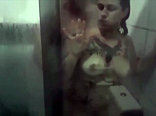 Tattooed Girl Gets Creampied in Shower by Uncle Figure!