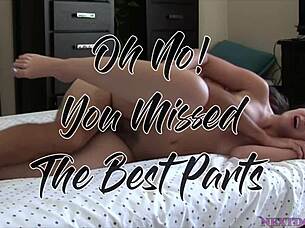 Juicy brunette teen rides cock cowgirl in bedroom passion