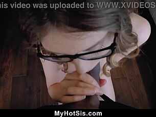 slutty sis hides secret with bro's hard pov ride